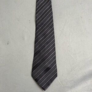 BCBG gray and lavender stripe silk tie